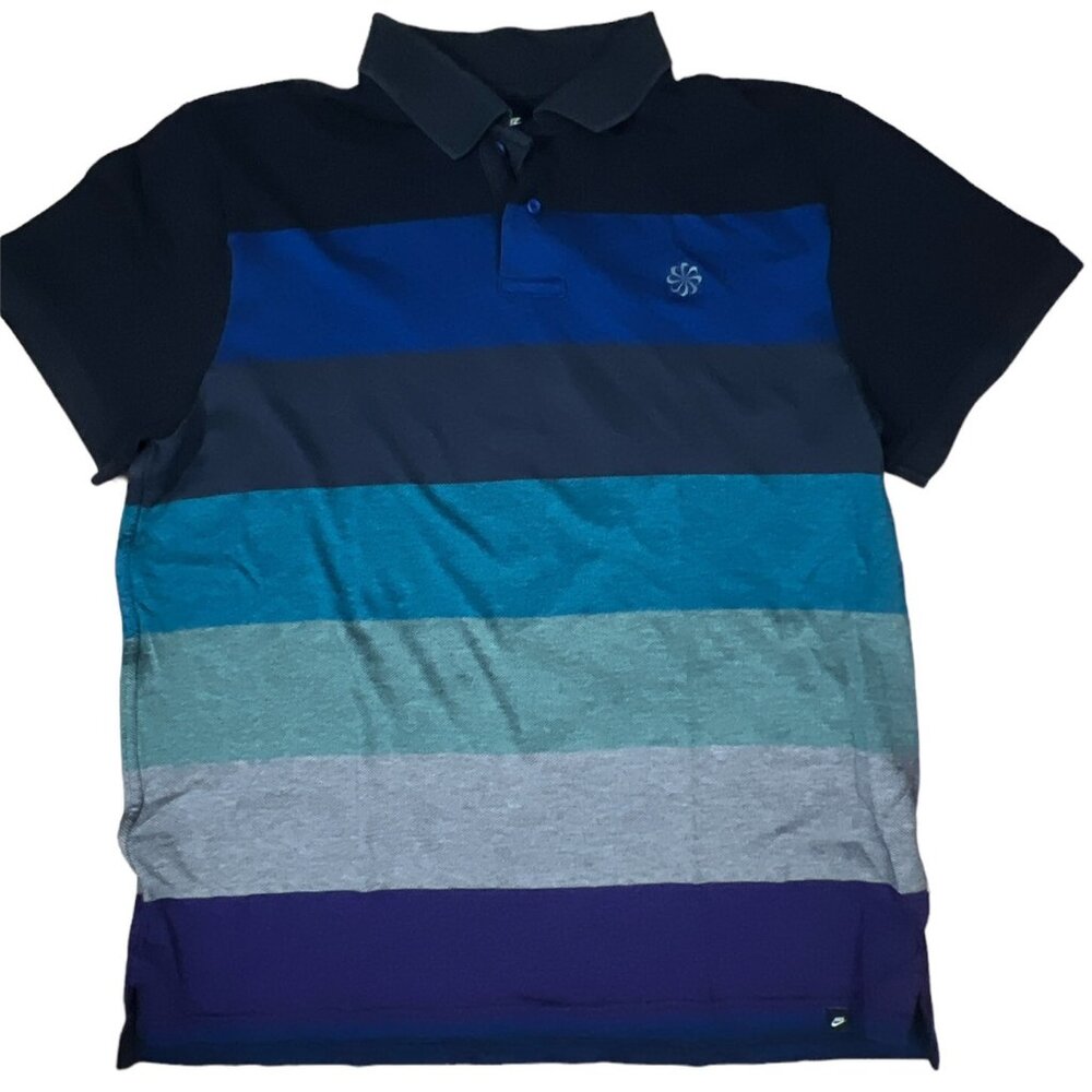 Nike Sportswear Polo Shirt Men's Large Multicolor Short Sleeve Pinwheel Swoosh